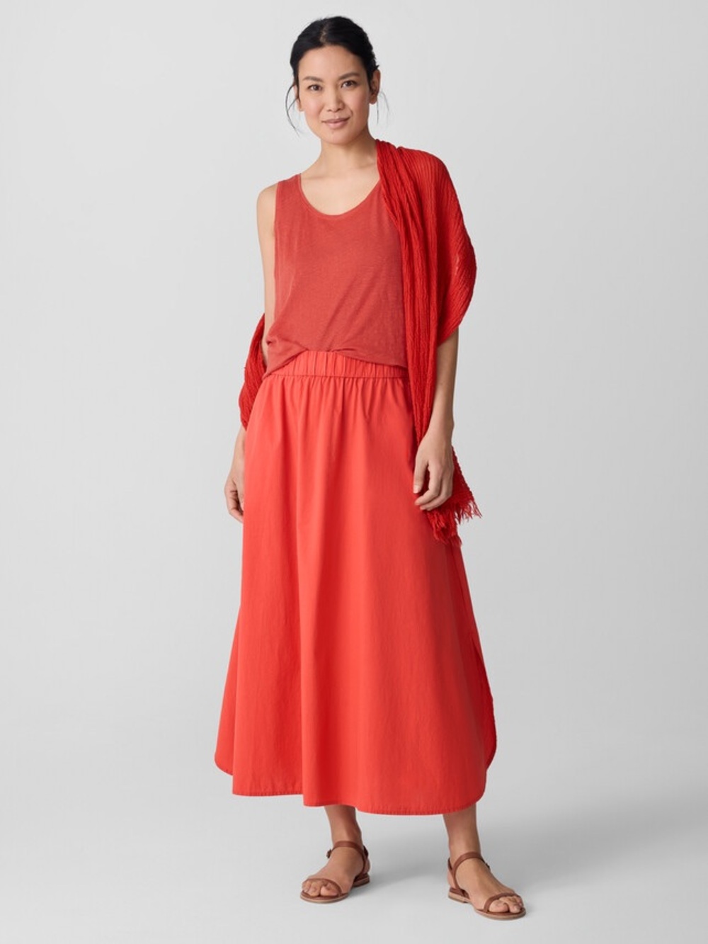 NWT Eileen Fisher Washed Organic Cotton Poplin A-Line Skirt